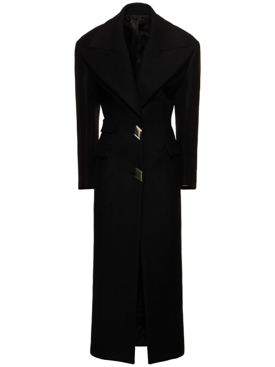 The Attico: Buttoned long coat - Black - women_0 | Luisa Via Roma