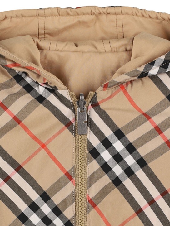 Burberry: Check print poly & cotton jacket - Beige - kids-girls_1 | Luisa Via Roma