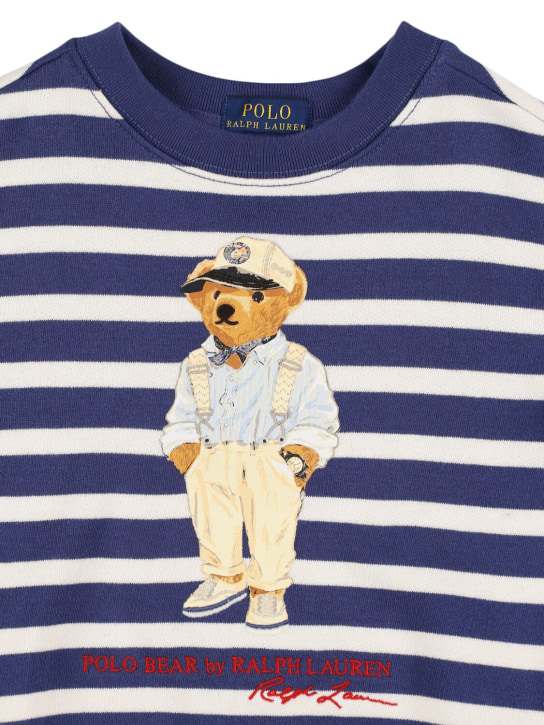 Polo Ralph Lauren: Printed cotton blend crewneck sweatshirt - Mavi/Beyaz - kids-boys_1 | Luisa Via Roma