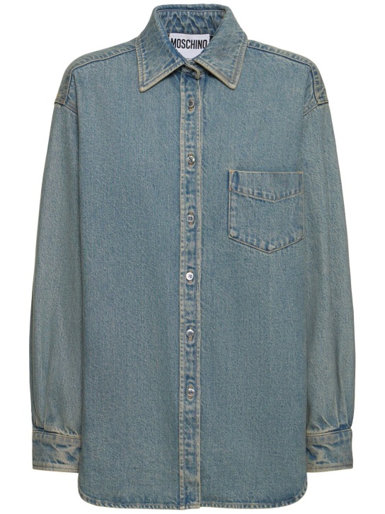 Moschino: Camisa de denim de algodón - Azul - women_0 | Luisa Via Roma