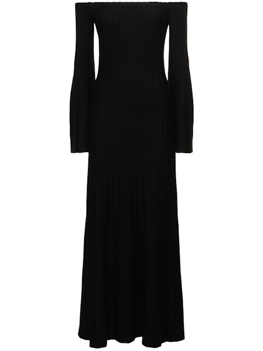 Gabriela Hearst: Menil wool blend rib knit midi dress - Black - women_0 | Luisa Via Roma