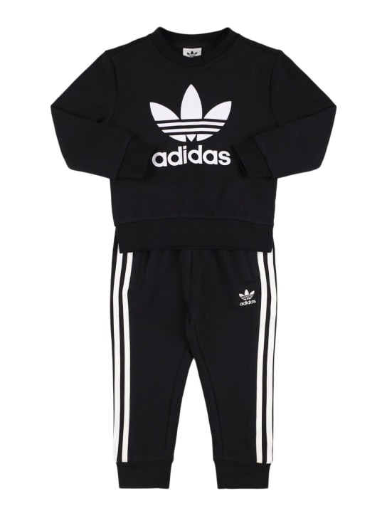 adidas Originals: Sweatshirt und Trainingshose aus Baumwollmischung - Schwarz - kids-boys_0 | Luisa Via Roma