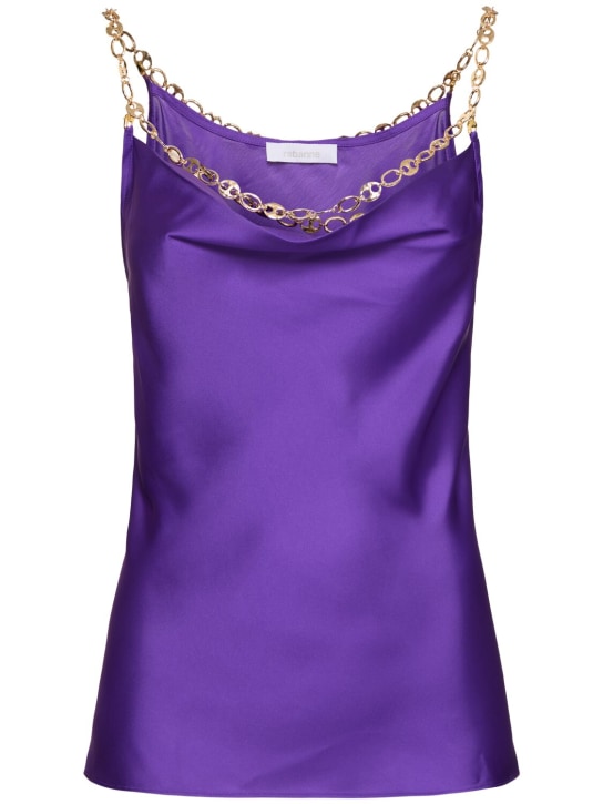 Rabanne: 链条装饰绸缎上衣 - 紫色 - women_0 | Luisa Via Roma