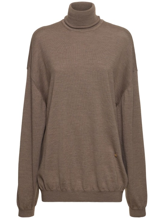 Moschino: Wool knit turtleneck sweater - Beige - women_0 | Luisa Via Roma