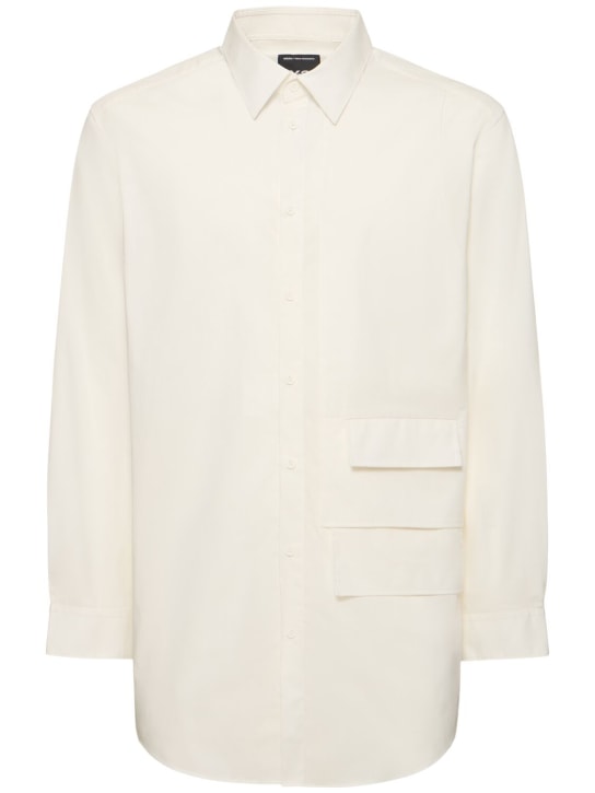 Y-3: Cotton blend shirt w/pockets - Off White - men_0 | Luisa Via Roma