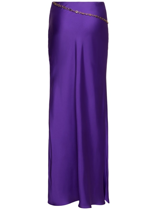Rabanne: Gonna lunga in raso con catene - Viola - women_4 | Luisa Via Roma