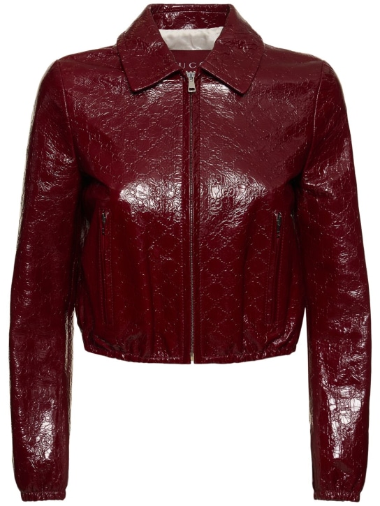 Gucci: Naplack leather bomber jacket - women_0 | Luisa Via Roma