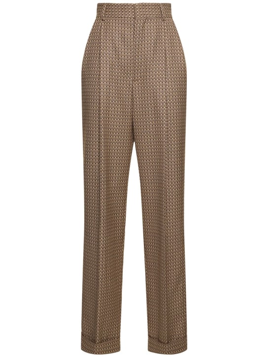 Moschino: Pantaloni dritti vita alta jacquard - Beige/Multi - women_0 | Luisa Via Roma