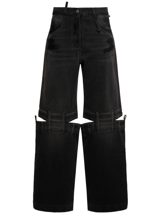 The Attico: Jeans larghi vita alta cutouts - Nero - women_0 | Luisa Via Roma