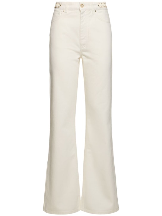Rabanne: Jeans rectos con cintura alta - Blanco - women_0 | Luisa Via Roma