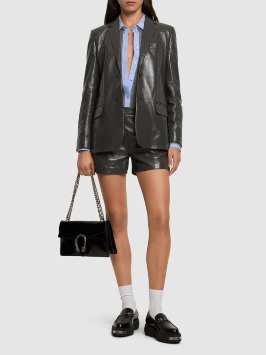 Gucci: Shiny leather jacket - Asphalt - women_1 | Luisa Via Roma