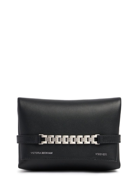 Victoria Beckham: Mini Chain Napa leather clutch - Black - women_0 | Luisa Via Roma