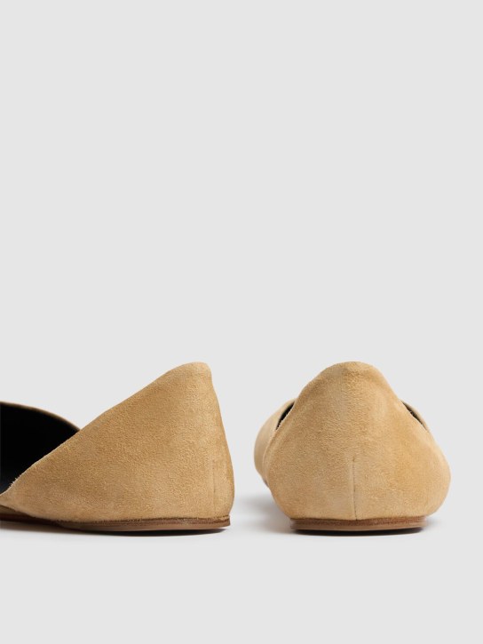 The Row: 10mm Gemma suede ballet flats - Beige - women_3 | Luisa Via Roma