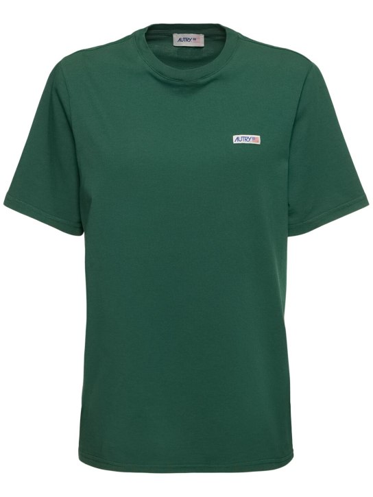 Autry: T-shirt girocollo - Cotton Green - women_0 | Luisa Via Roma