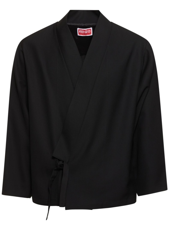 Kenzo Paris: Kimono wool jacket - Siyah - men_0 | Luisa Via Roma