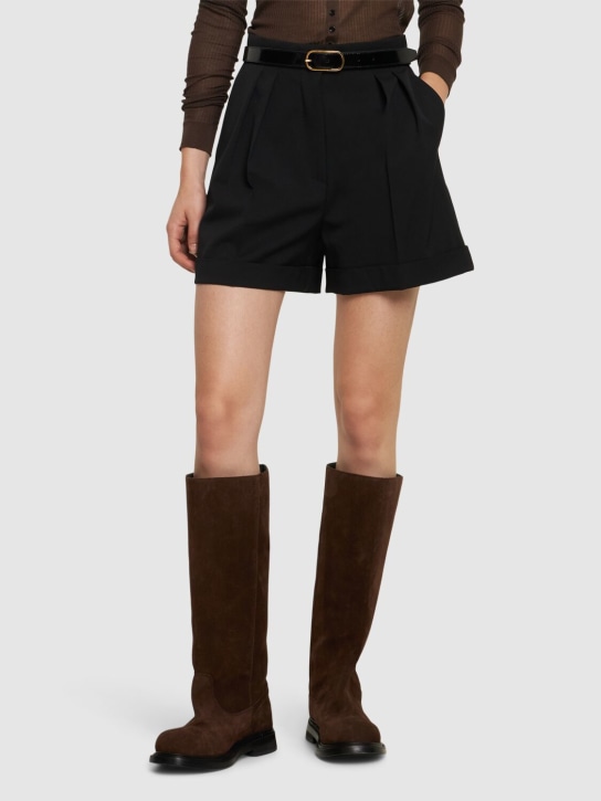 Moschino: 40mm Suede tall boots - Brown - women_1 | Luisa Via Roma