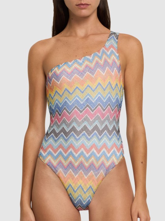 Missoni: Lurex printed one shoulder swimsuit - Multicolor - women_1 | Luisa Via Roma