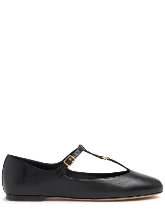 Chloé: Zapatos planos Mary Jane de piel 10mm - Negro - women_0 | Luisa Via Roma