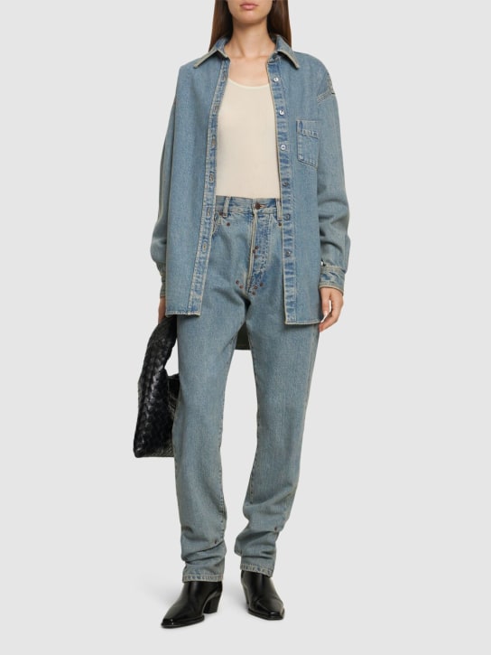 Moschino: Hemd aus Baumwolldenim - Blau - women_1 | Luisa Via Roma