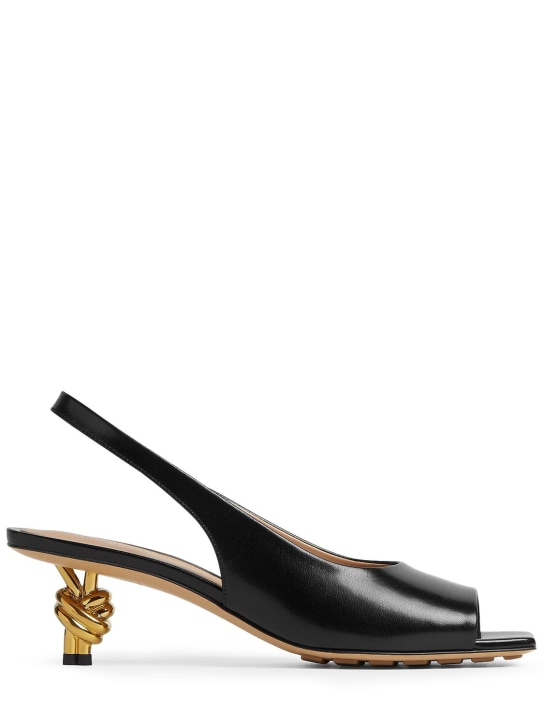 Bottega Veneta: Knot leather slingback sandals - Black - women_0 | Luisa Via Roma