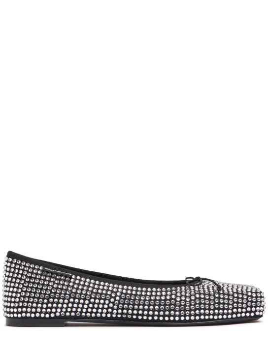 Alexander Wang: Zapatos planos de satén y cristales 10mm - Negro/Blanco - women_0 | Luisa Via Roma