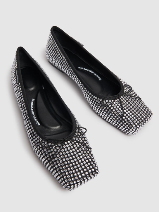 Alexander Wang: Zapatos planos de satén y cristales 10mm - Negro/Blanco - women_1 | Luisa Via Roma