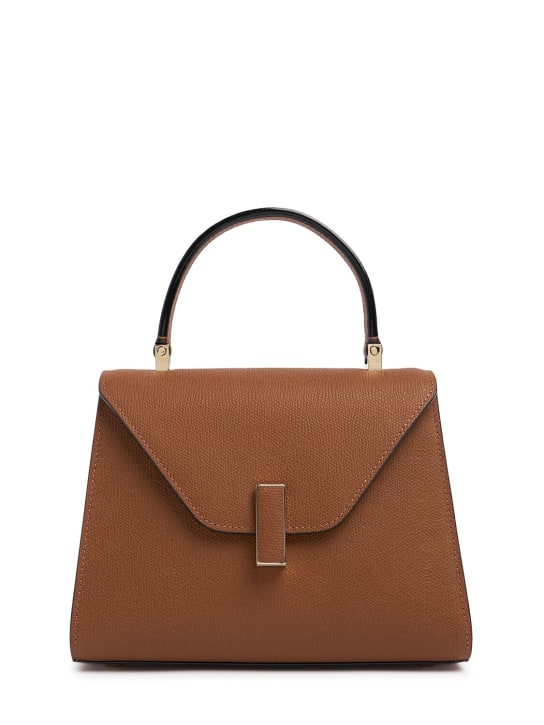 Valextra: Mini Iside leather top handle bag - Cioccolato - women_0 | Luisa Via Roma