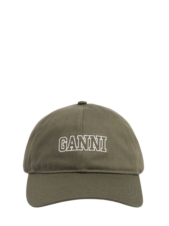 GANNI: Logo有机棉帽子 - Kalamata - women_0 | Luisa Via Roma