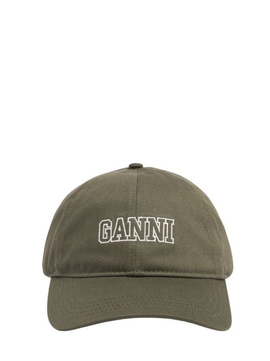 GANNI: Logo organic cotton cap - Kalamata - women_0 | Luisa Via Roma