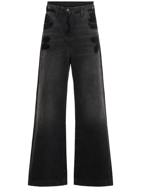 The Attico: Low rise wide jeans - Black - women_0 | Luisa Via Roma