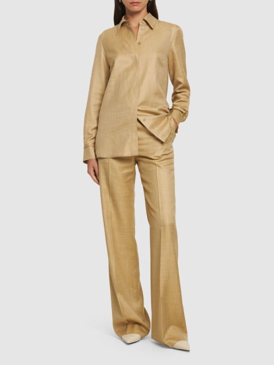 Gabriela Hearst: Cruz tailored wool blend shirt - Dark Beige - women_1 | Luisa Via Roma