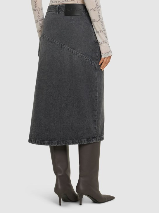 JW Anderson: Gonna midi in denim incrociata - Grigio - women_2 | Luisa Via Roma