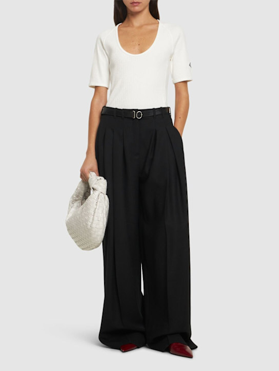 Jil Sander: Pleated belted wool wide pants - women_1 | Luisa Via Roma