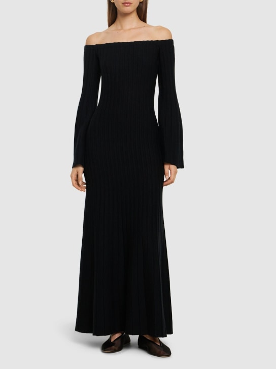 Gabriela Hearst: Menil wool blend rib knit midi dress - Black - women_1 | Luisa Via Roma