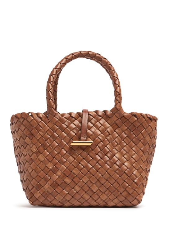 Little Liffner: Mini Basket leather top handle bag - Light Brown - women_0 | Luisa Via Roma