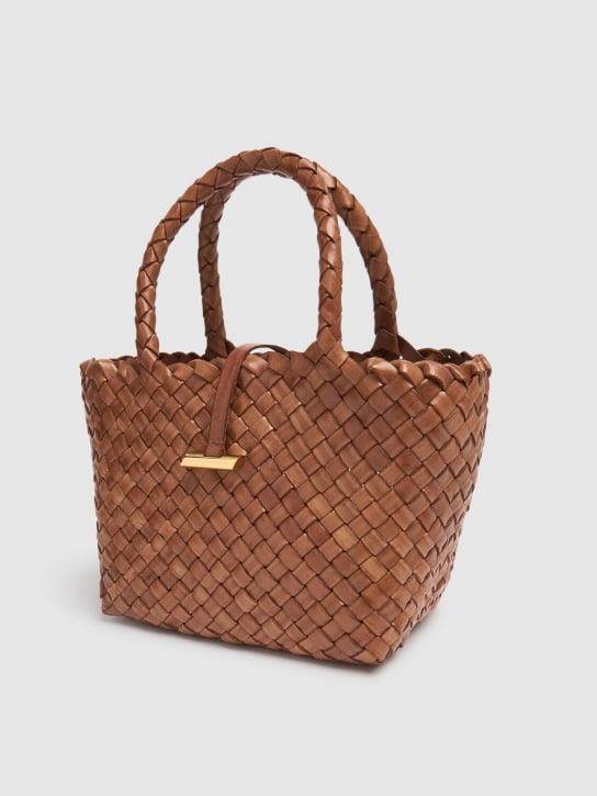 Little Liffner: Mini Basket leather top handle bag - Light Brown - women_1 | Luisa Via Roma