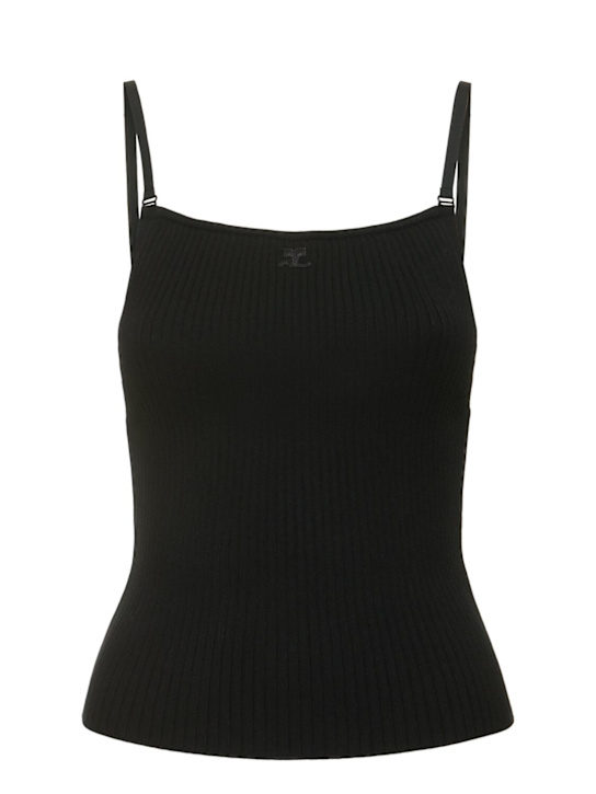 Rib knit viscose tank top - Thumbnail 1