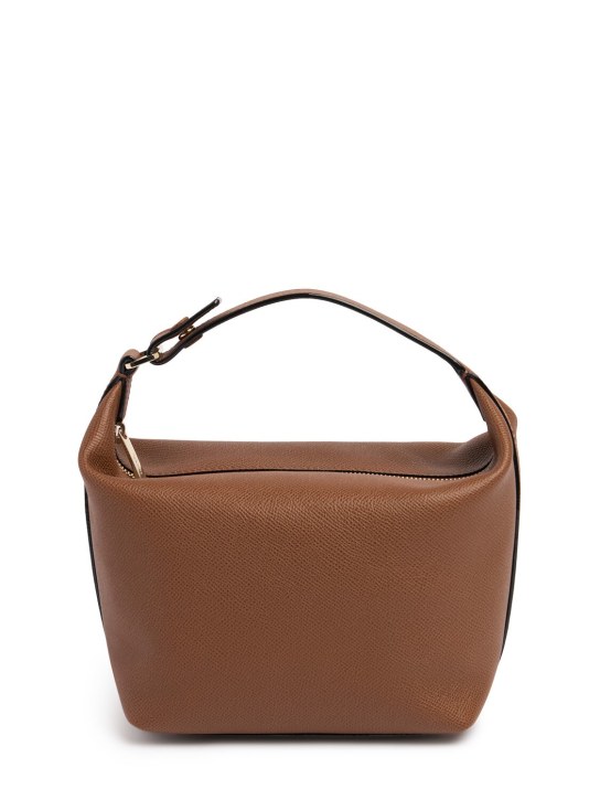 Valextra: Mochi leather top handle bag - Cioccolato - women_0 | Luisa Via Roma