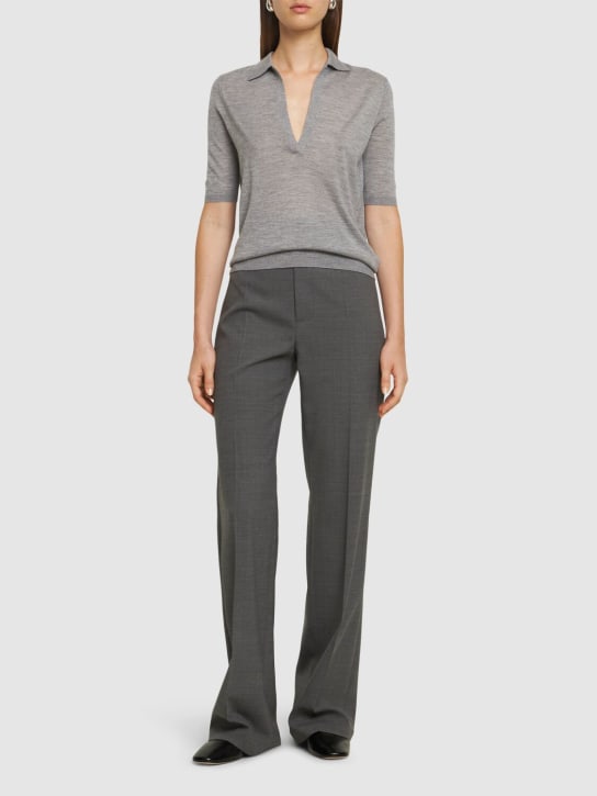 Gabriela Hearst: Frank cashmere & silk knit polo sweater - Grey - women_1 | Luisa Via Roma