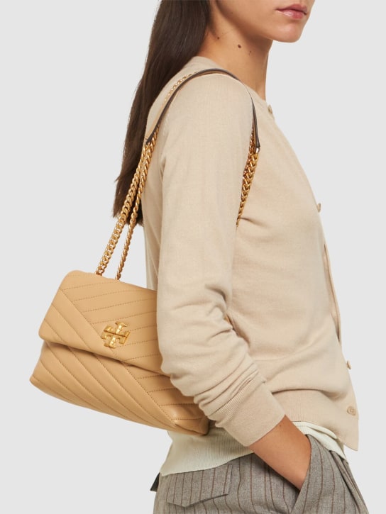 Tory Burch: Small Kira quilted faux leather flap bag - Desert Dune - women_1 | Luisa Via Roma