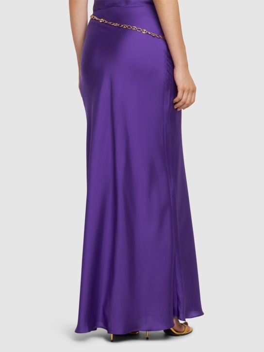 Rabanne: Gonna lunga in raso con catene - Viola - women_2 | Luisa Via Roma
