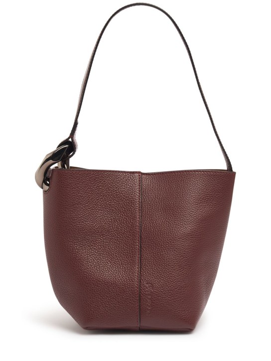 JW Anderson: Small Corner Bucket leather bag - Burgundy - women_0 | Luisa Via Roma