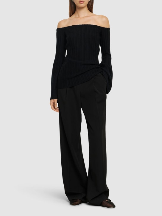 Gabriela Hearst: Nelson wool & cashmere rib knit top - Black - women_1 | Luisa Via Roma