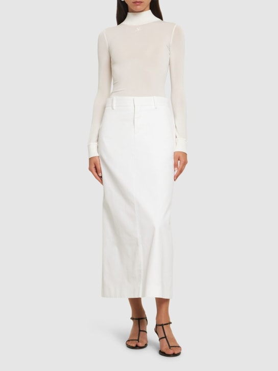 Courreges: Knit viscose blend logo top - White - women_1 | Luisa Via Roma