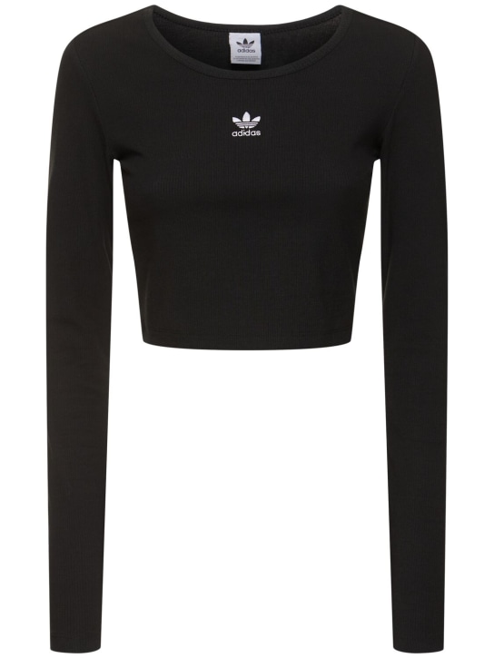 adidas Originals: Essentials cropped long sleeve t-shirt - Black - women_0 | Luisa Via Roma