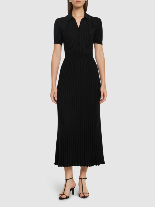 Gabriela Hearst: Amor knit polo midi dress - Black - women_1 | Luisa Via Roma