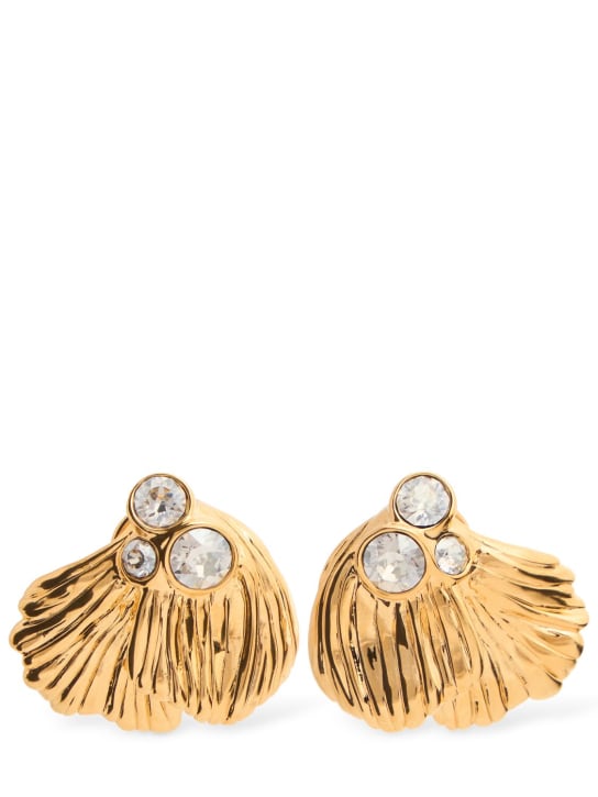 Chloé: Flowers crystal stud earrings - Antique Gold - women_0 | Luisa Via Roma