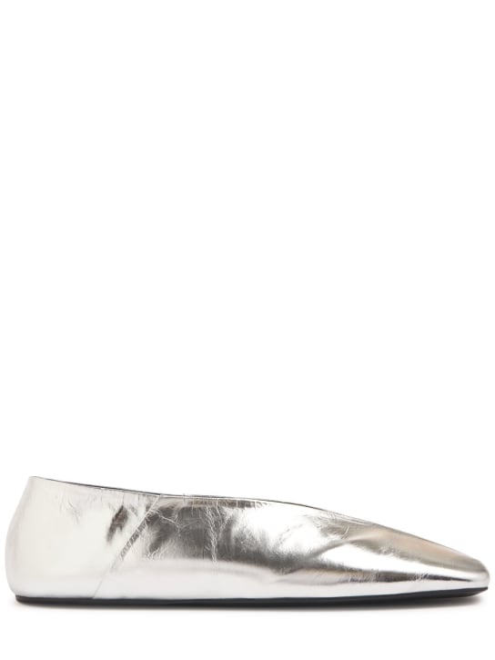 Jil Sander: 10mm Lame leather ballerinas - Silver - women_0 | Luisa Via Roma