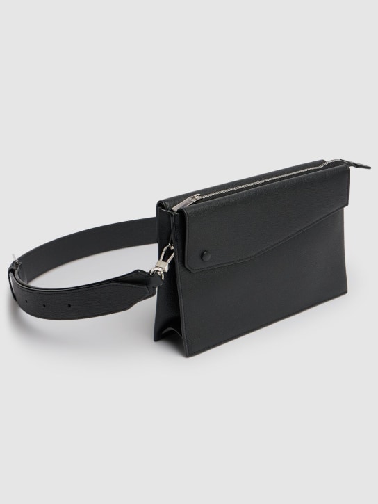 Valextra: Leather belt bag - Siyah - men_1 | Luisa Via Roma
