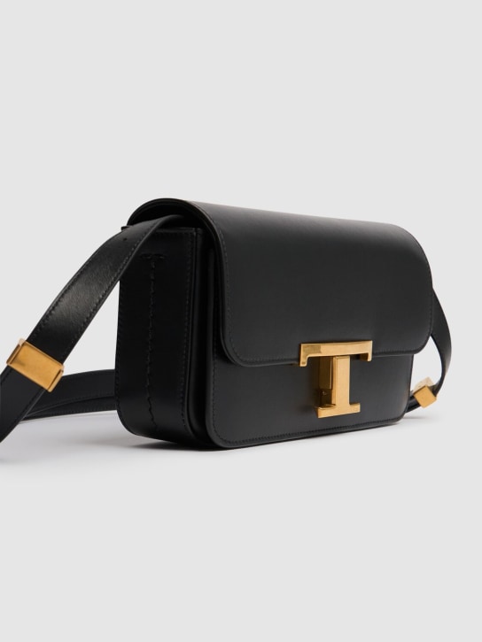 Tod's: Micro Ttt tracollina leather bag - Siyah - women_1 | Luisa Via Roma
